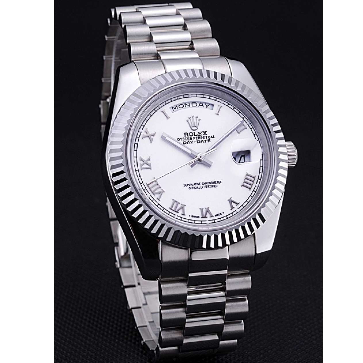 MiroTime 0718 Rolex Day-Date White Dial Stainless Steel Bracelet 622547